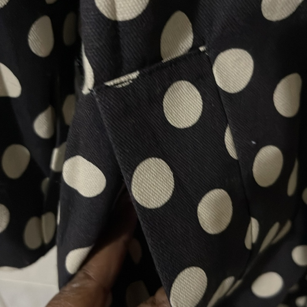 3 Sisters polka dot short lined mob wife trench coat L - Picture 4 of 10